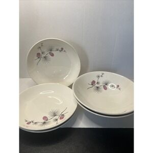 Set Of Vintage Stetson Marcrest "Misty Pine" 3 Soup Bowl And 3 Serving Bowls